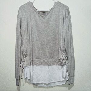 White House Black Market Light gray and white layered Top size L